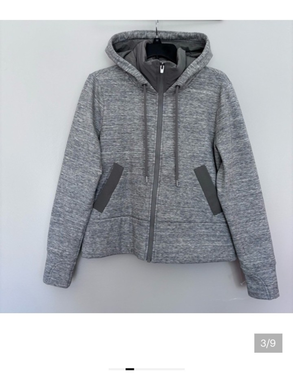 Athleta Victory Primaloft Full Zip-Up Hoodie Sweatshirt Heather Grey Fleece Line - Picture 3 of 9
